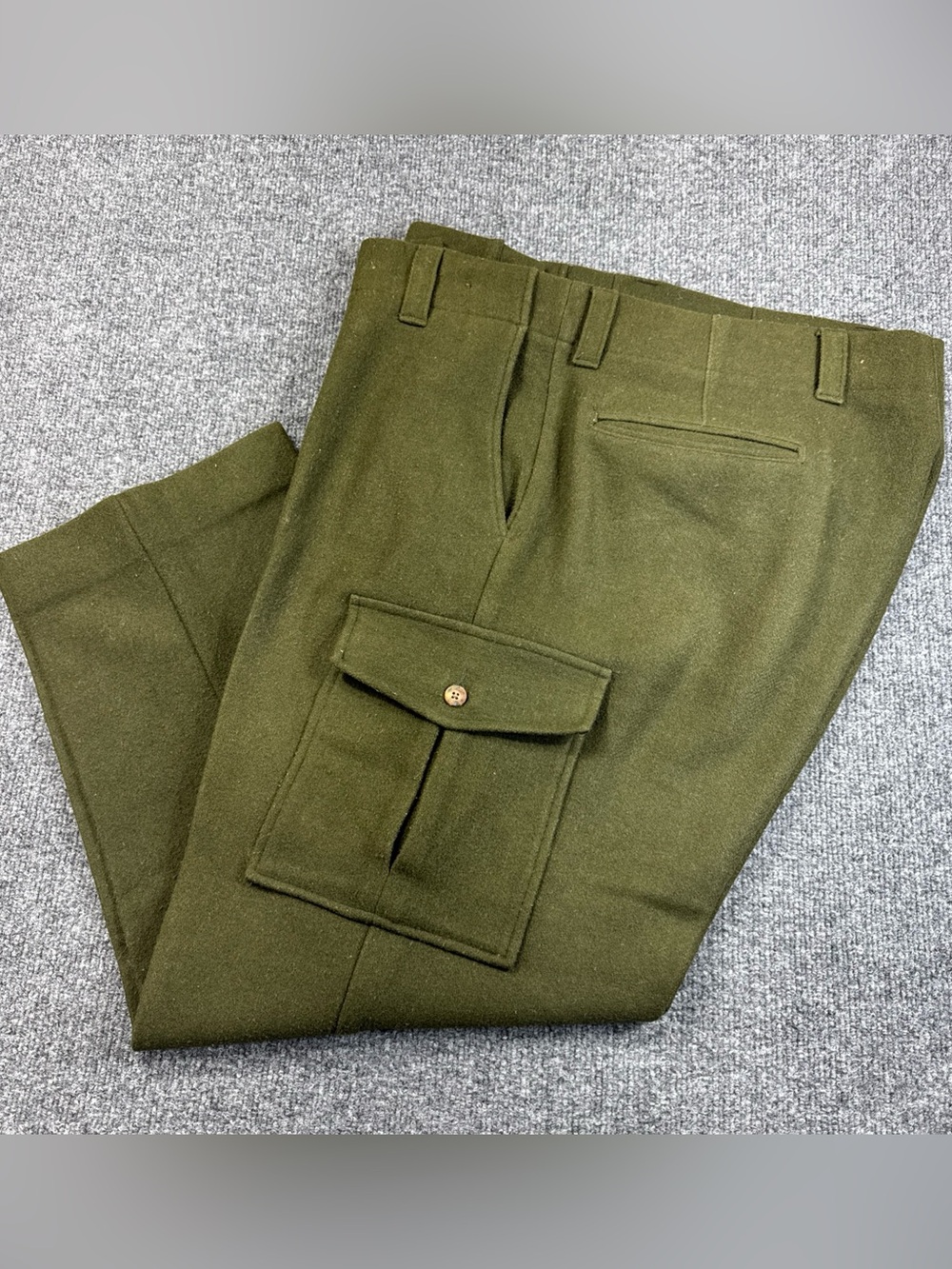 Vintage 90s Woolrich Wool Green Cargo Pants Size 40 Pockets Hunting